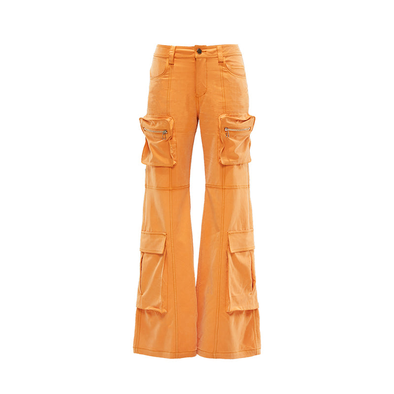YOSHUYUKI Orange Utility Cargo Pants With 3D Pockets