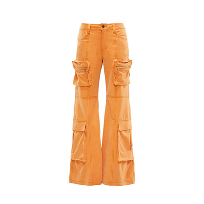YOSHUYUKI Orange Utility Cargo Pants With 3D Pockets
