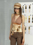 Flowers birds Market Velvet Floral Embroidered Beaded Slinky Summer Camisole Top