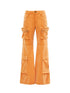 Orange Utility Cargo Pants With 3D Pockets