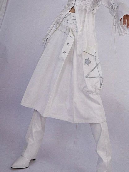 Origami Trail White Low Rise Pleated Skirt