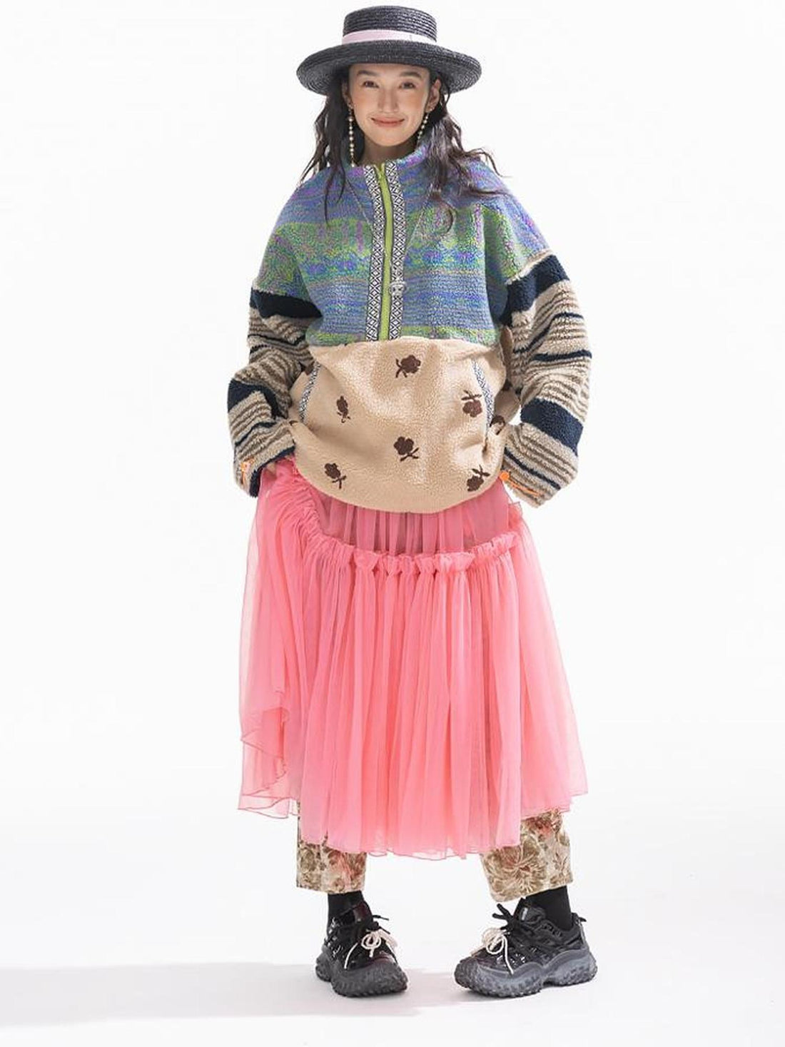 Sweet Mi Original Capsule Asymmetric Patchwork Thickened Loose Jacket