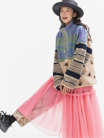 Sweet Mi Original Capsule Asymmetric Patchwork Thickened Loose Jacket