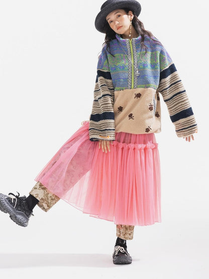 Sweet Mi Original Capsule Asymmetric Patchwork Thickened Loose Jacket