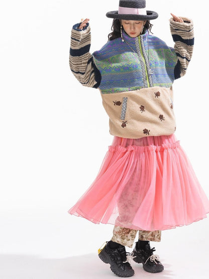 Sweet Mi Original Capsule Asymmetric Patchwork Thickened Loose Jacket