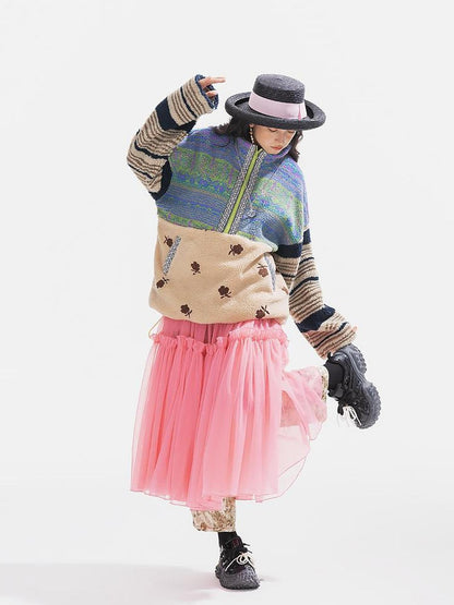 Sweet Mi Original Capsule Asymmetric Patchwork Thickened Loose Jacket