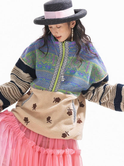 Sweet Mi Original Capsule Asymmetric Patchwork Thickened Loose Jacket