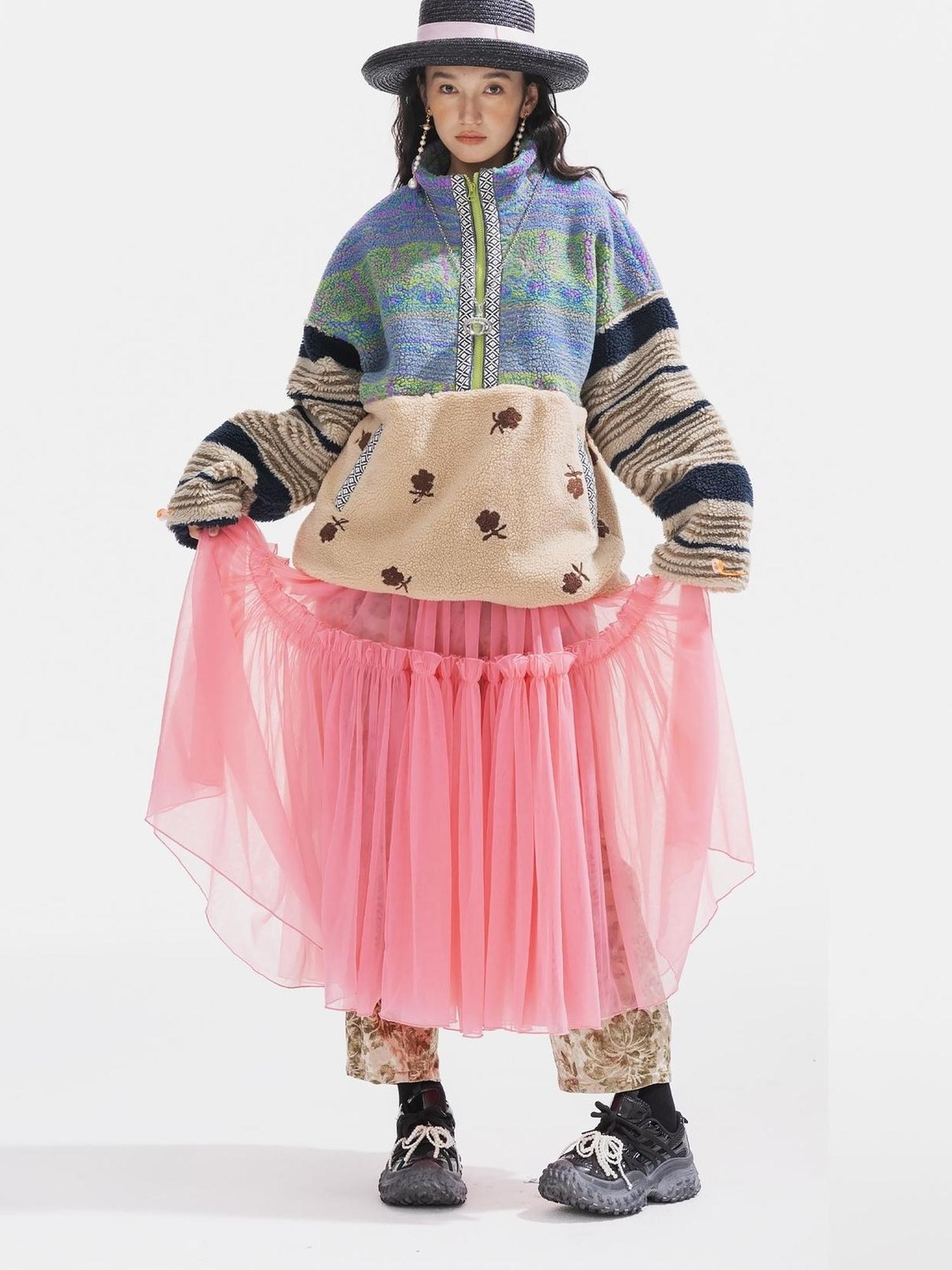 Sweet Mi Original Capsule Asymmetric Patchwork Thickened Loose Jacket