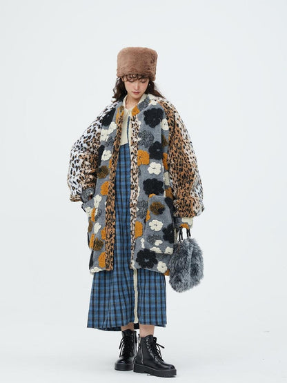 Sweet Mi Original Floral Jacquard Quilted Wool Coat For Women Free Size