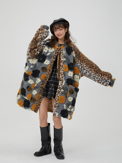 Sweet Mi Original Floral Jacquard Quilted Wool Coat For Women Free Size