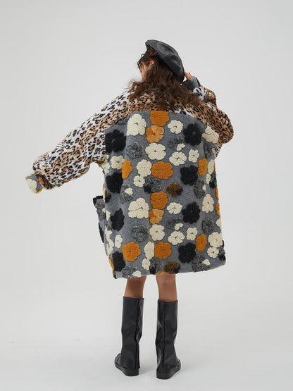 Sweet Mi Original Floral Jacquard Quilted Wool Coat For Women Free Size