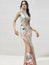 OfAkiva Original Nature Art Print Vest Bias-Cut Skirt Set 2Pcs