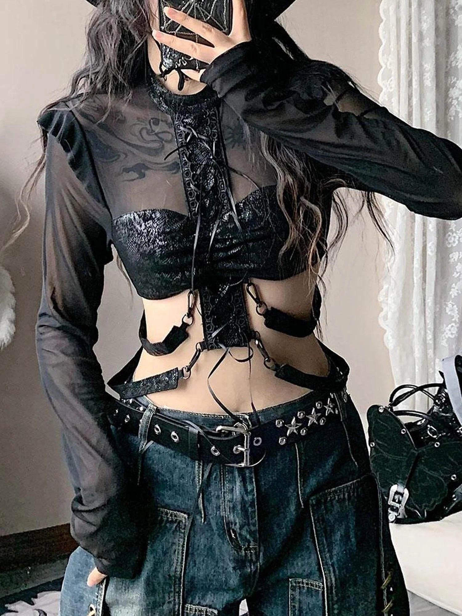 Original Mesh Top Blouses