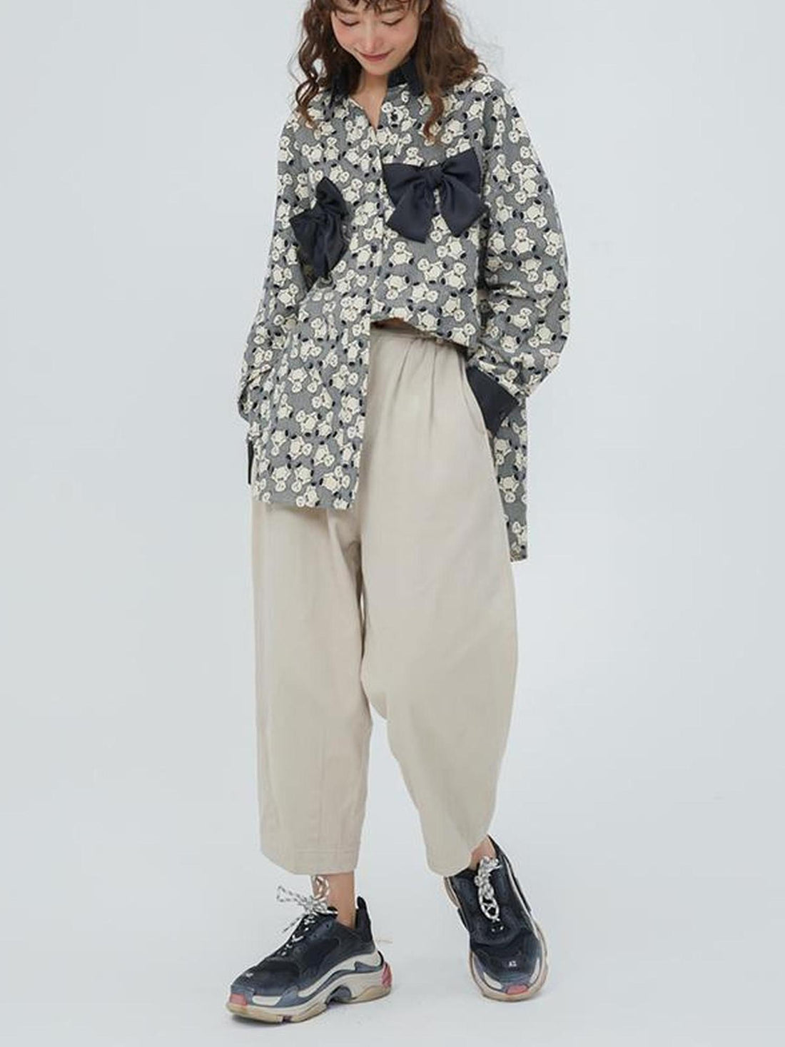 Sweet Mi Original White Loose Canvas Pants For Women Autumn Winter Street Style