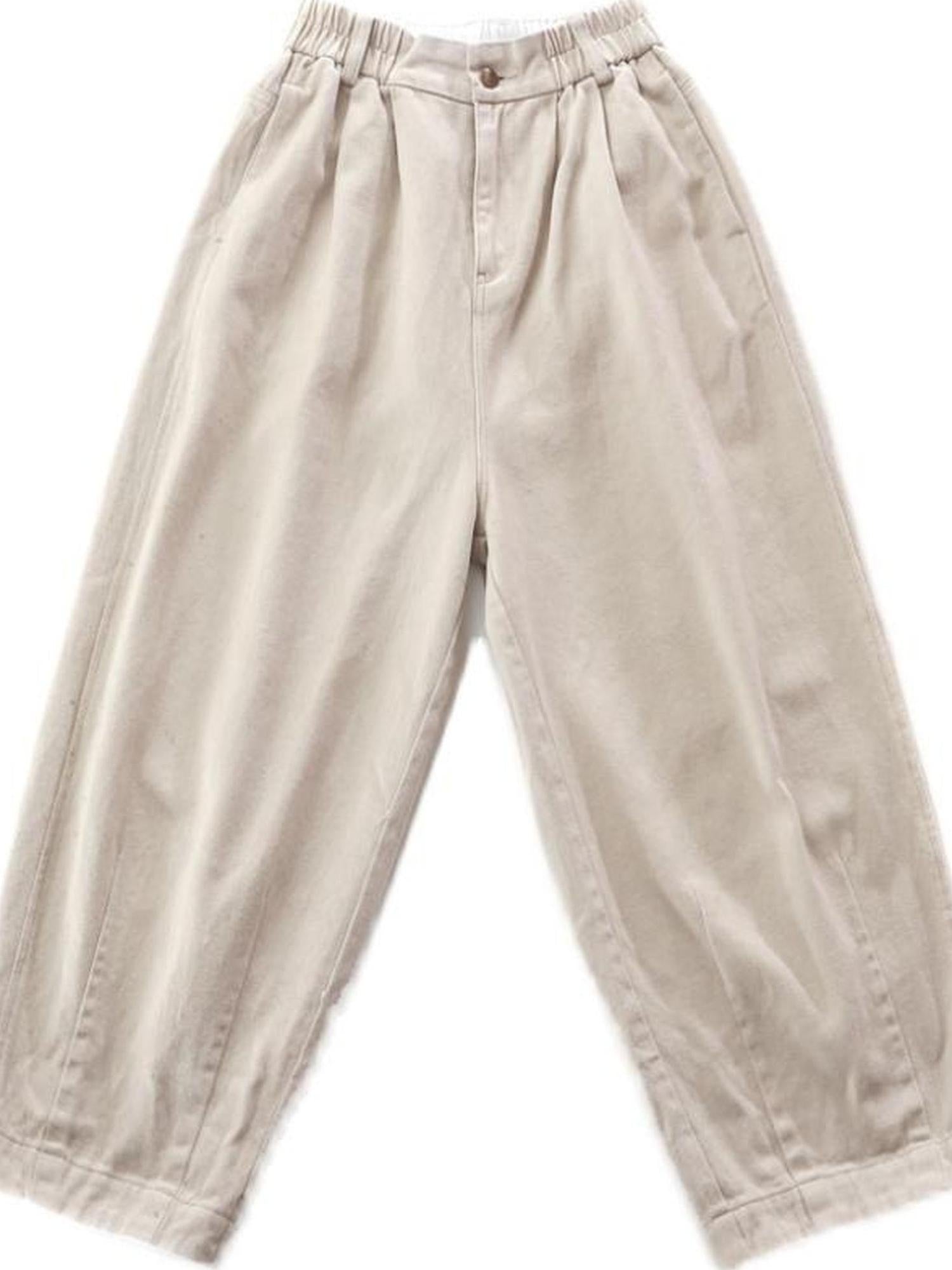 Sweet Mi Original White Loose Canvas Pants For Women Autumn Winter Street Style