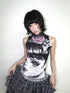 OurHappy_Black_White_Manga_Print_Double_Layer_Mesh_Mock_Neck_Women&