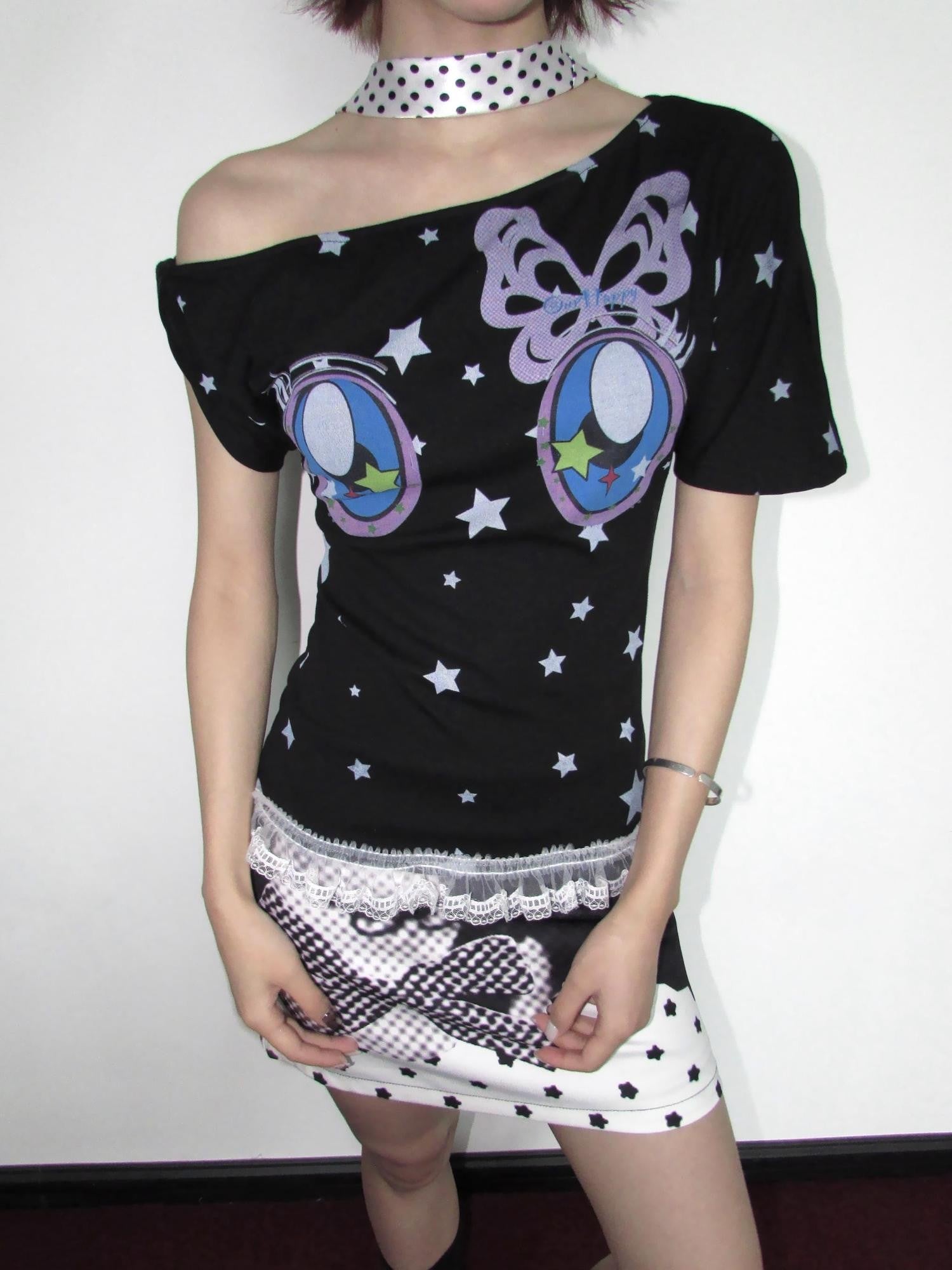OurHappy Butterfly Star Print Asymmetric Knot Women&