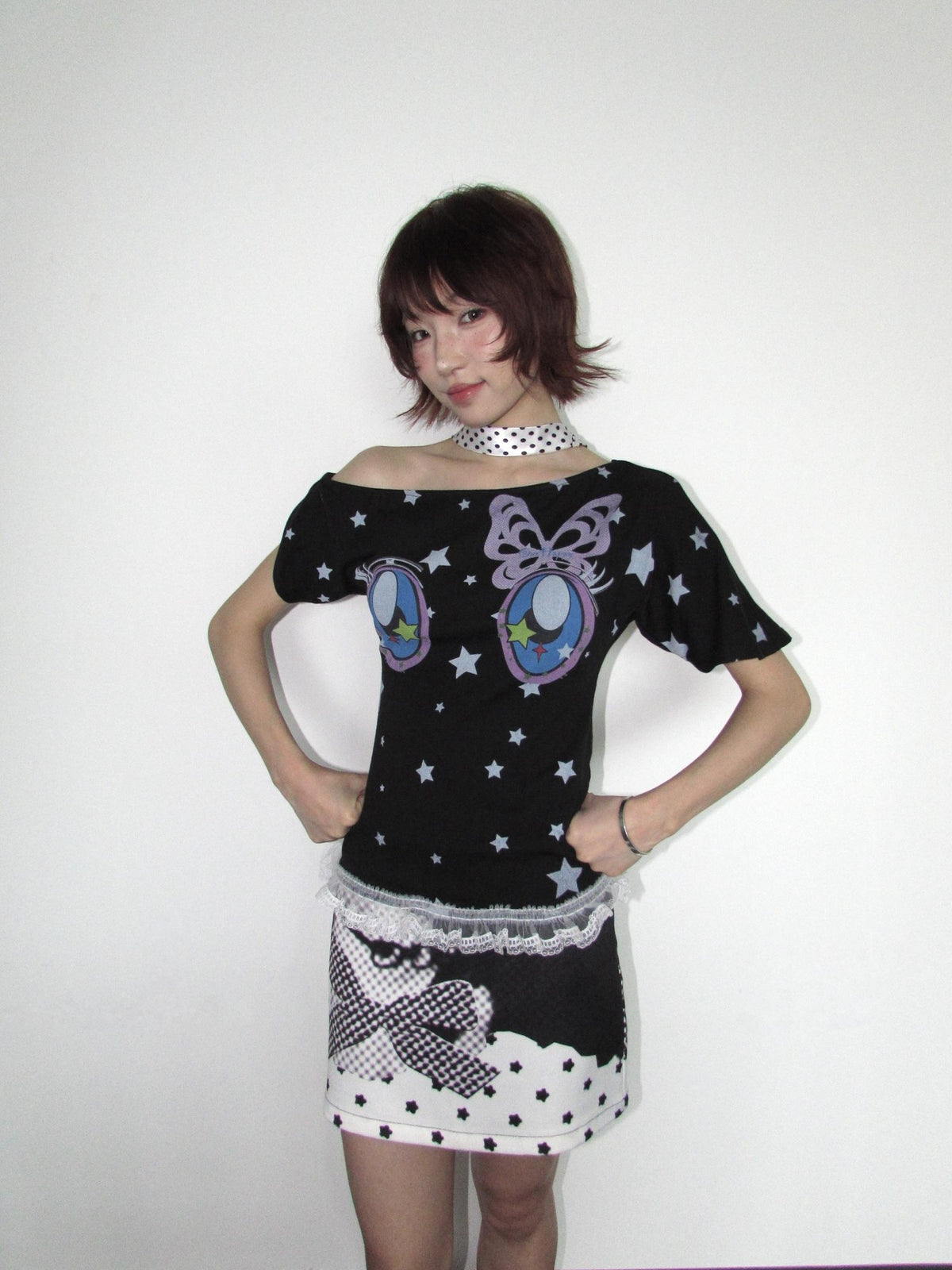 OurHappy Butterfly Star Print Asymmetric Knot Women&