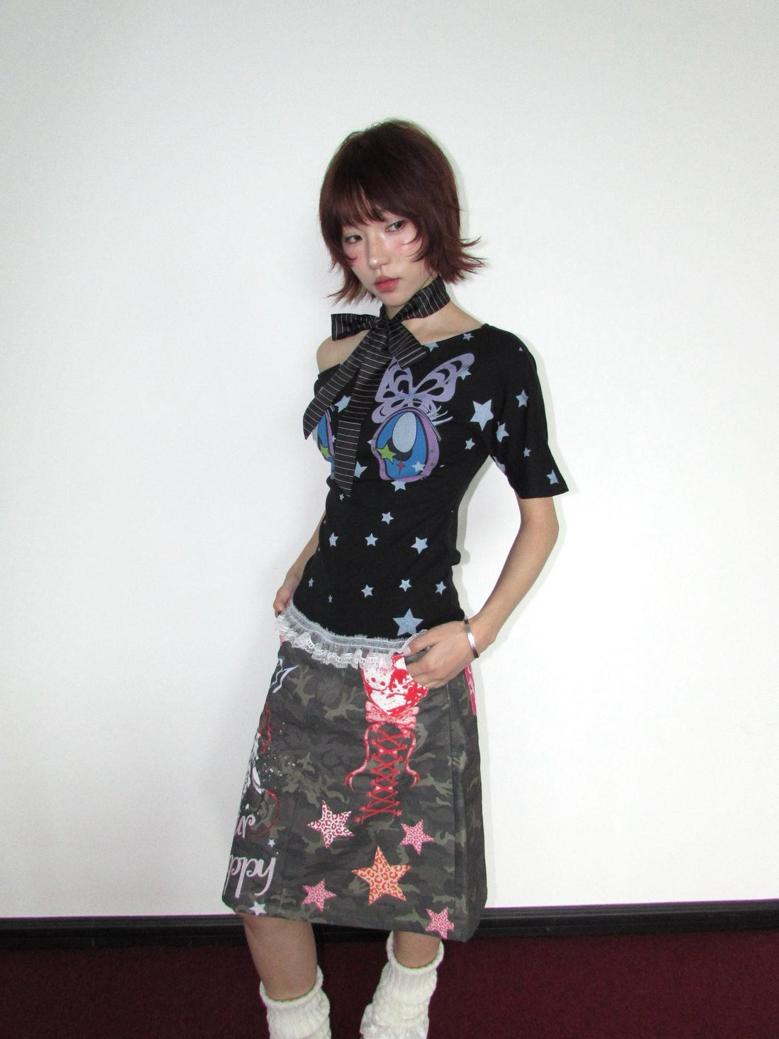 OurHappy Butterfly Star Print Asymmetric Knot Women&
