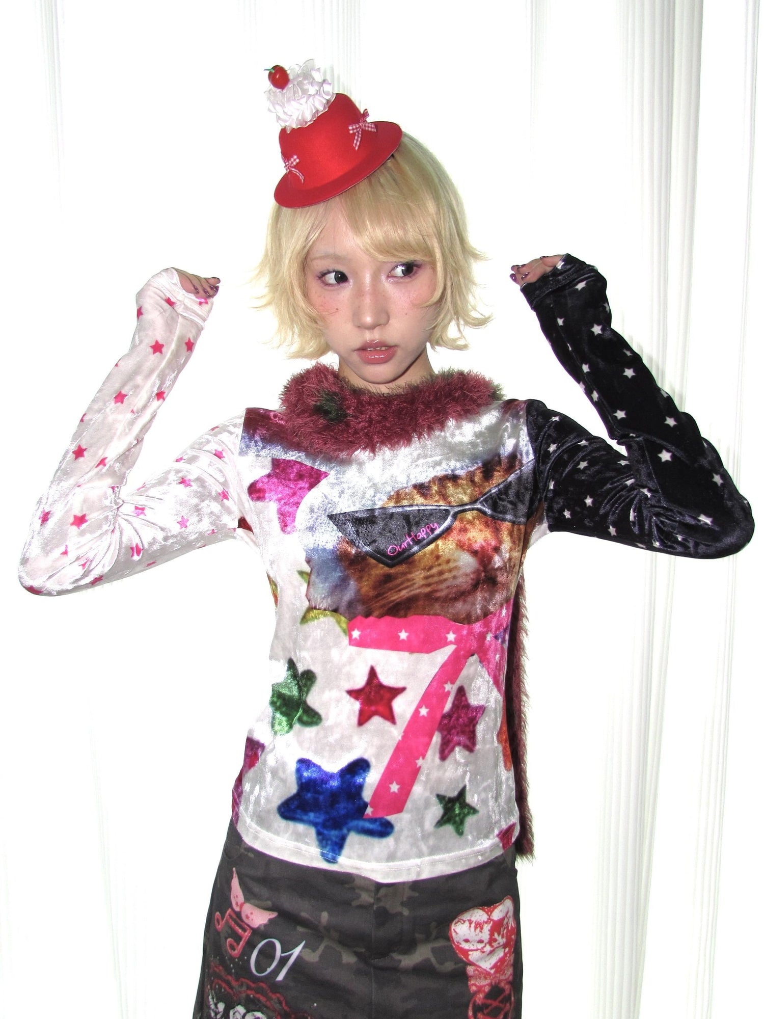 OurHappy_Cat_Print_Patchwork_Waisted_Women&