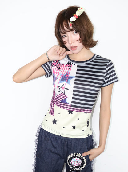 OurHappy_Girlish_Striped_Bow_Print_Women&