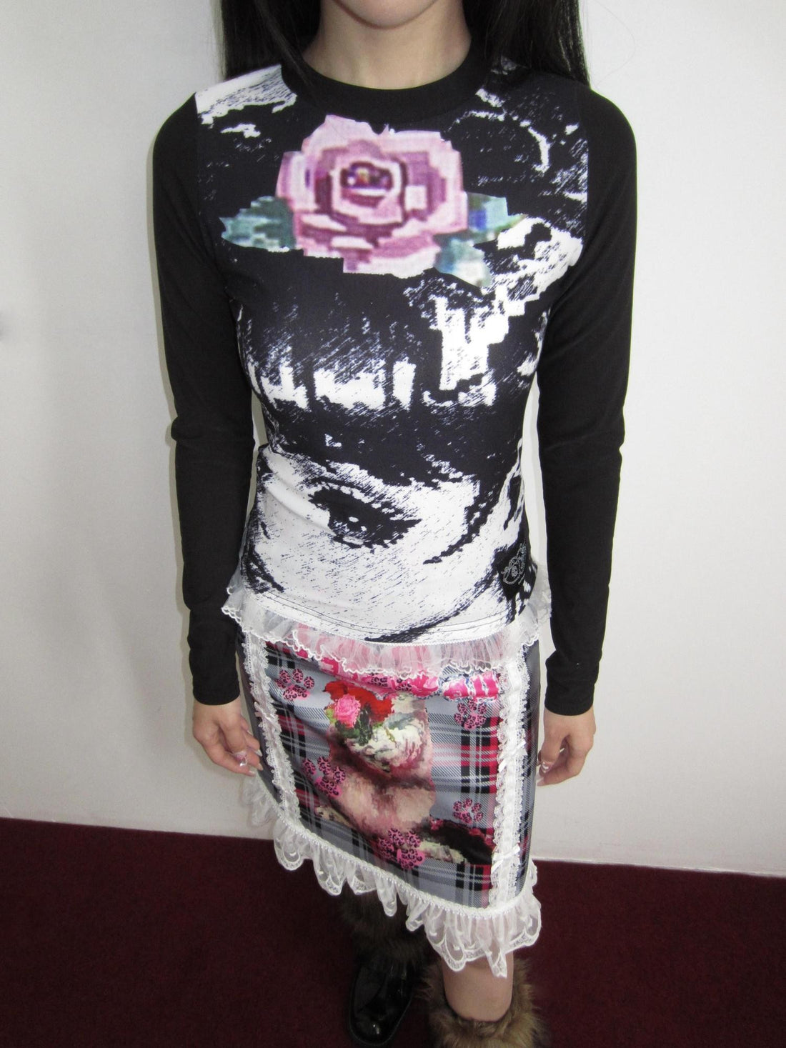 OurHappy Manga Girl Print Fleece Stretch Women&