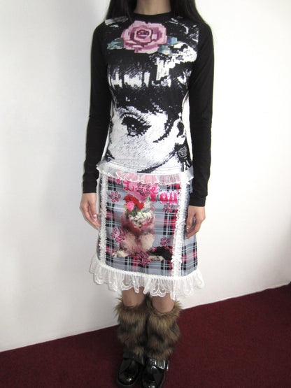 OurHappy Manga Girl Print Fleece Stretch Women&