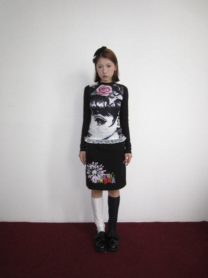 OurHappy Manga Girl Print Fleece Stretch Women&
