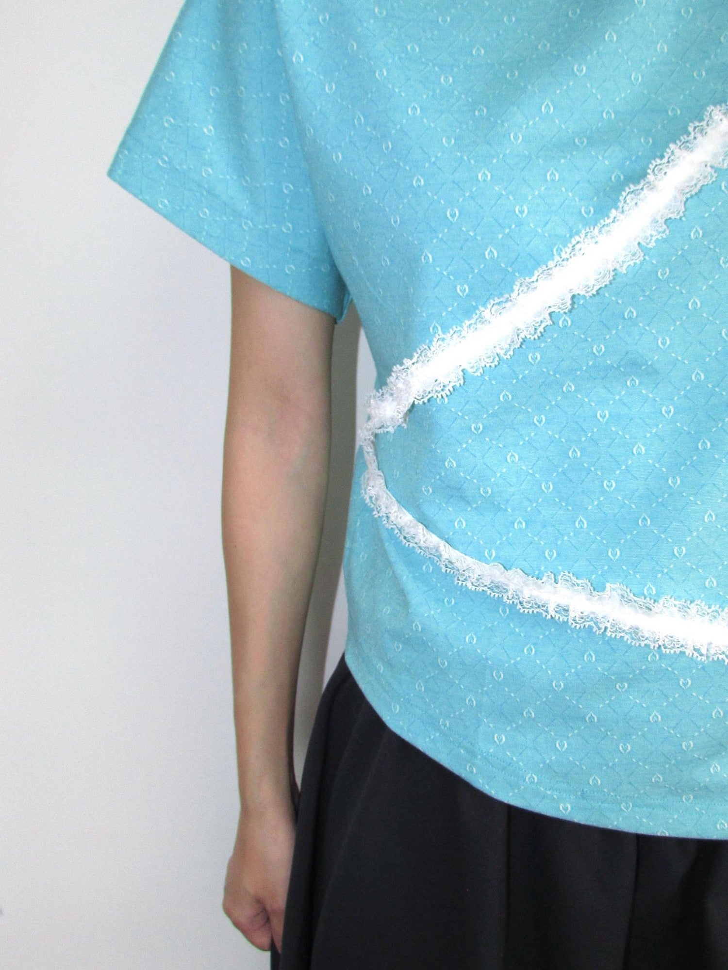 OurHappy Mint Jacquard Asymmetrical Lace Women&