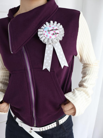 OurHappy Purple Deconstructed Asymmetric Zip Slim Fit Cotton Women&