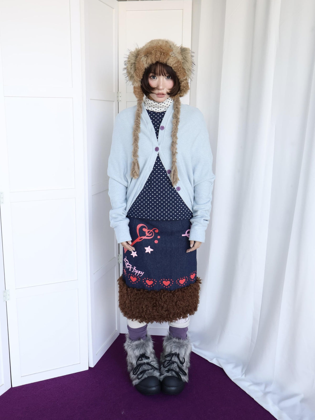 OurHappy Shimmer Knit Batwing Sleeve Button Cardigan Women&