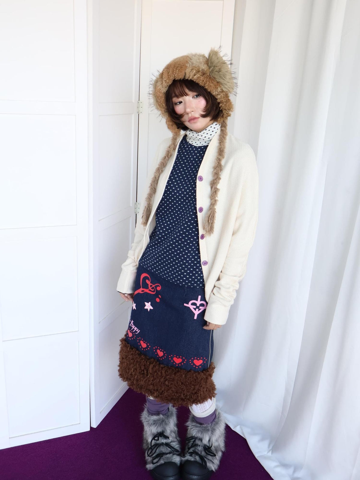 OurHappy Shimmer Knit Batwing Sleeve Button Cardigan Women&