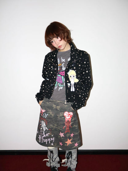 OurHappy Solid Original Illustration Cropped Women&