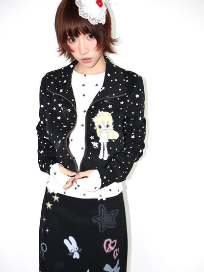 OurHappy Solid Original Illustration Cropped Women&