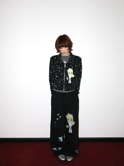 OurHappy Solid Original Illustration Cropped Women&
