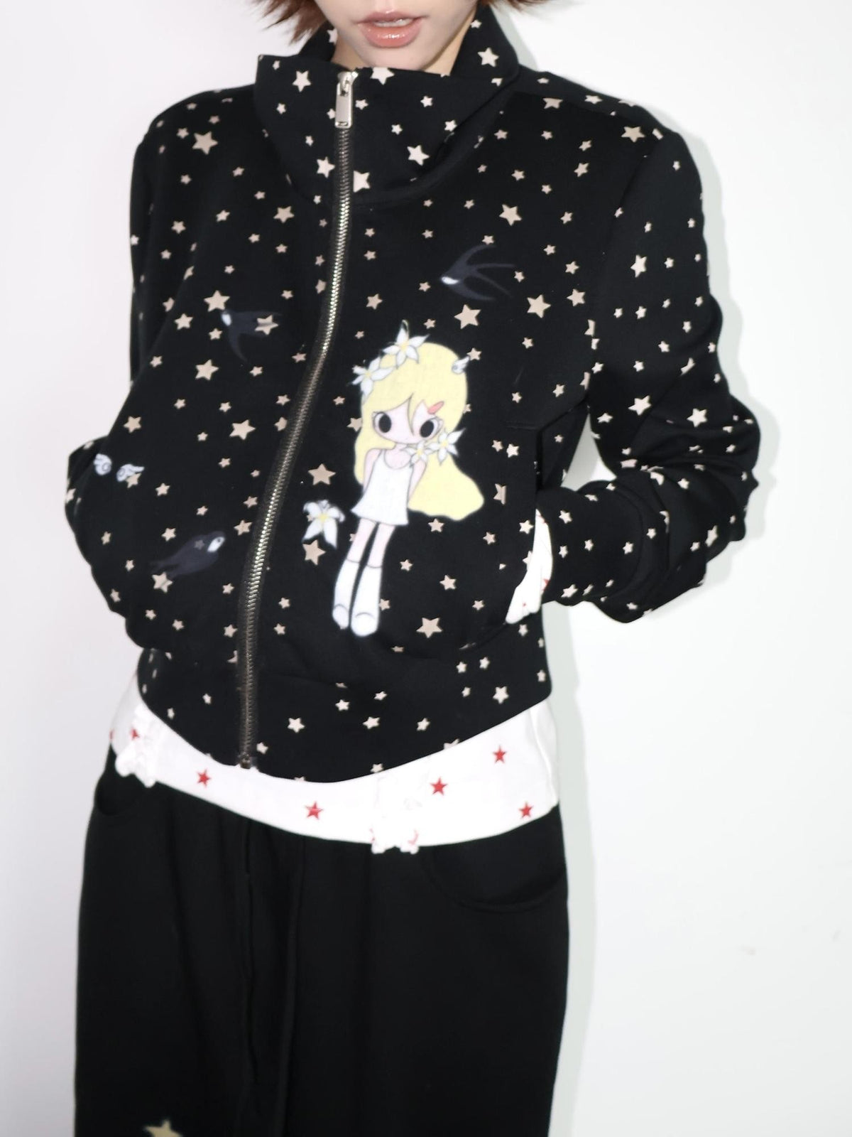OurHappy Solid Original Illustration Cropped Women&
