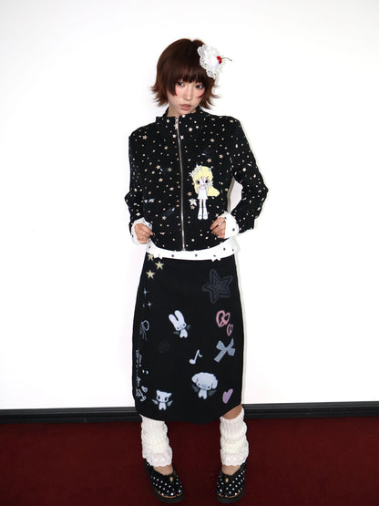 OurHappy Solid Original Illustration Cropped Women&