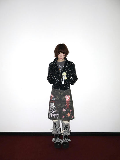 OurHappy Solid Original Illustration Cropped Women&