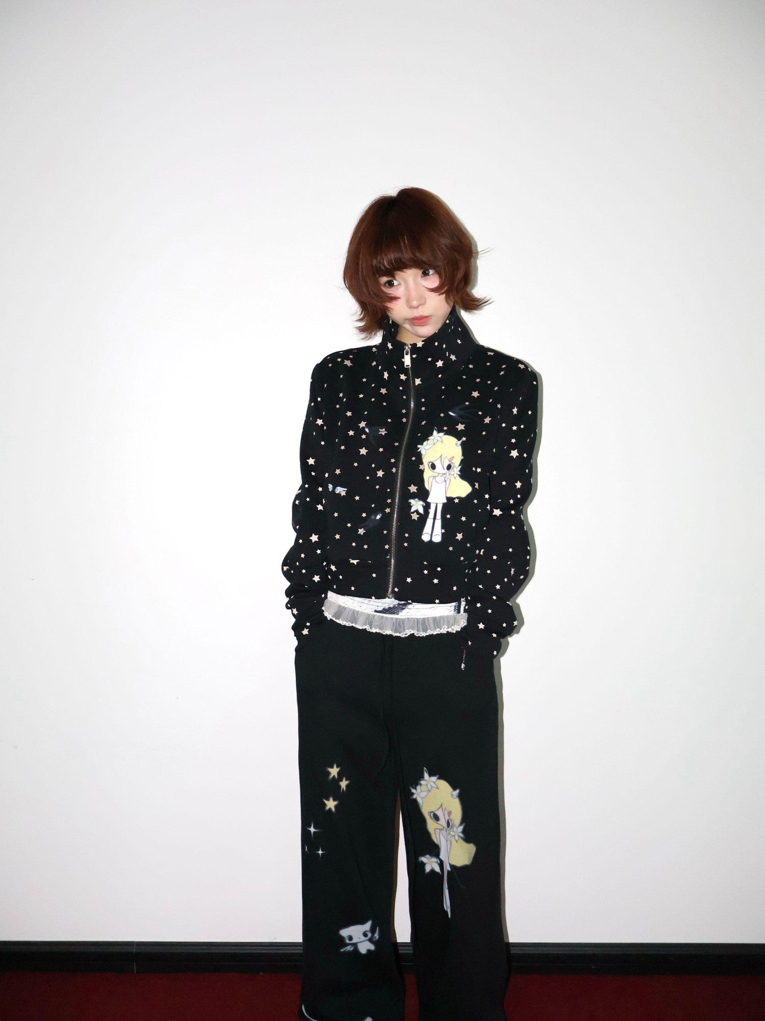 OurHappy Solid Original Illustration Cropped Women&