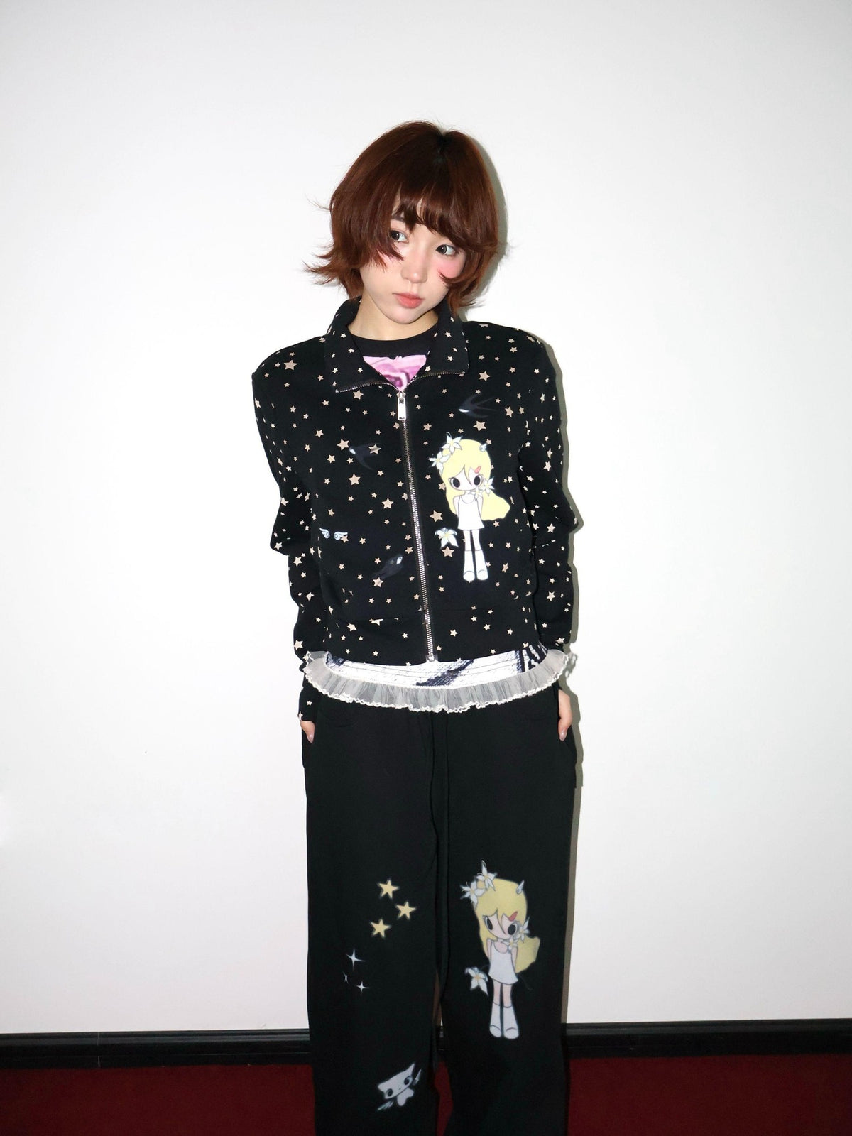 OurHappy Solid Original Illustration Cropped Women&