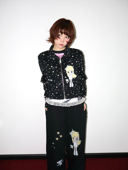 OurHappy Solid Original Illustration Cropped Women&