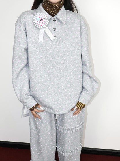 OurHappy Star Print Silver Fox Fleece Women&