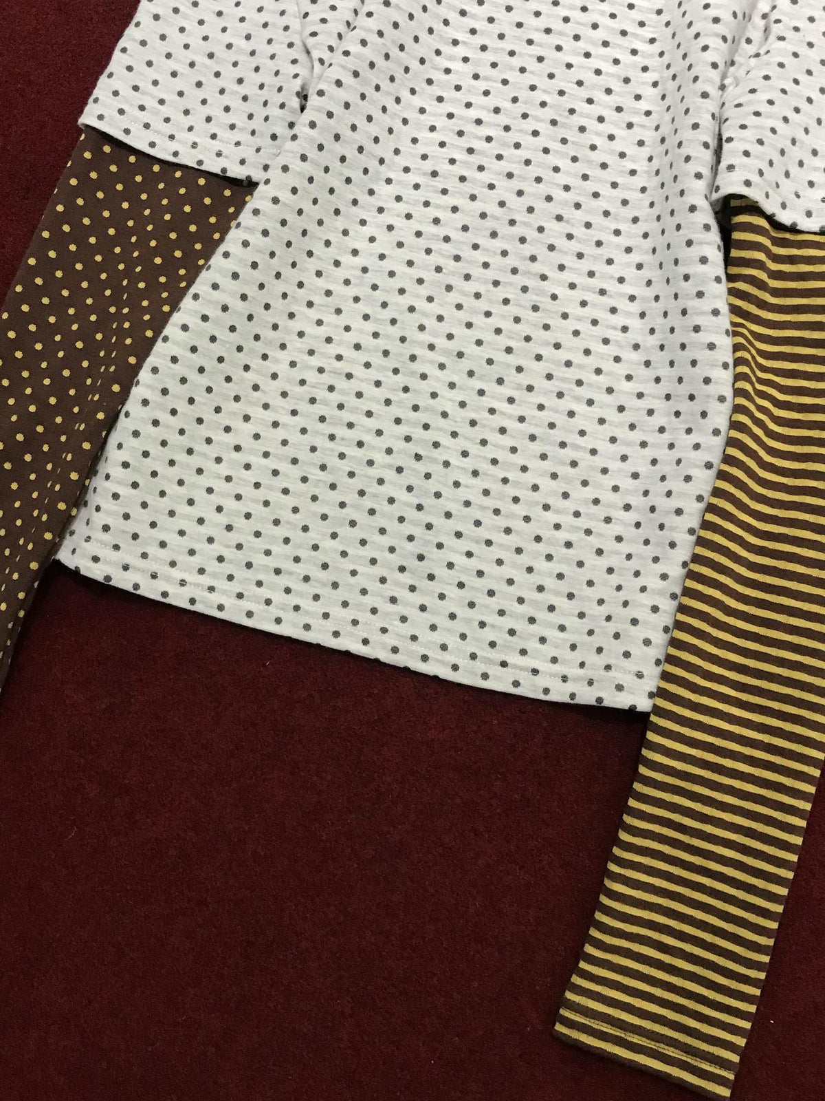 OurHappy Vintage Polka Dot Striped Mock Layer Women&