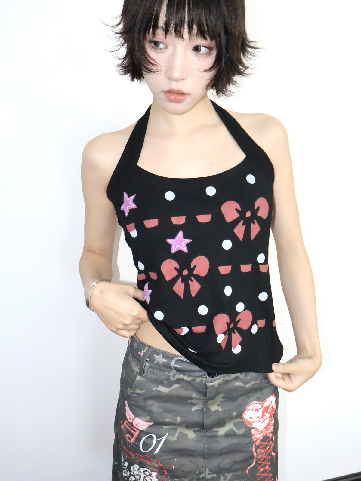 OurHappy Vintage Print Slim Fit Women&