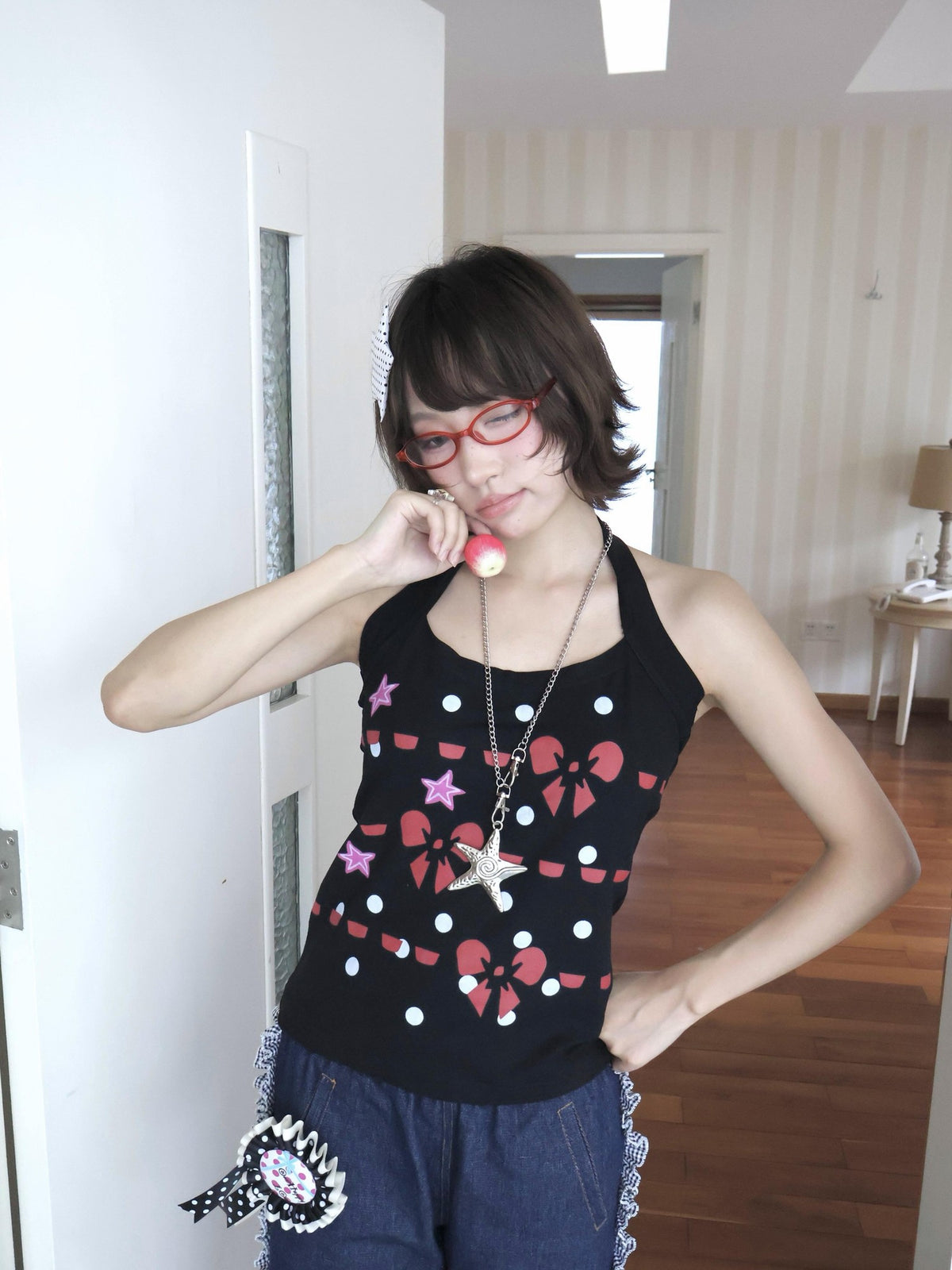 OurHappy Vintage Print Slim Fit Women&