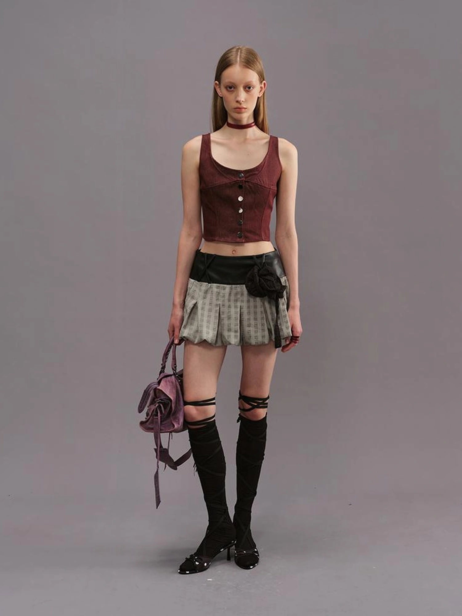 Outmode Asymmetric Panel Drop Waist Skirt