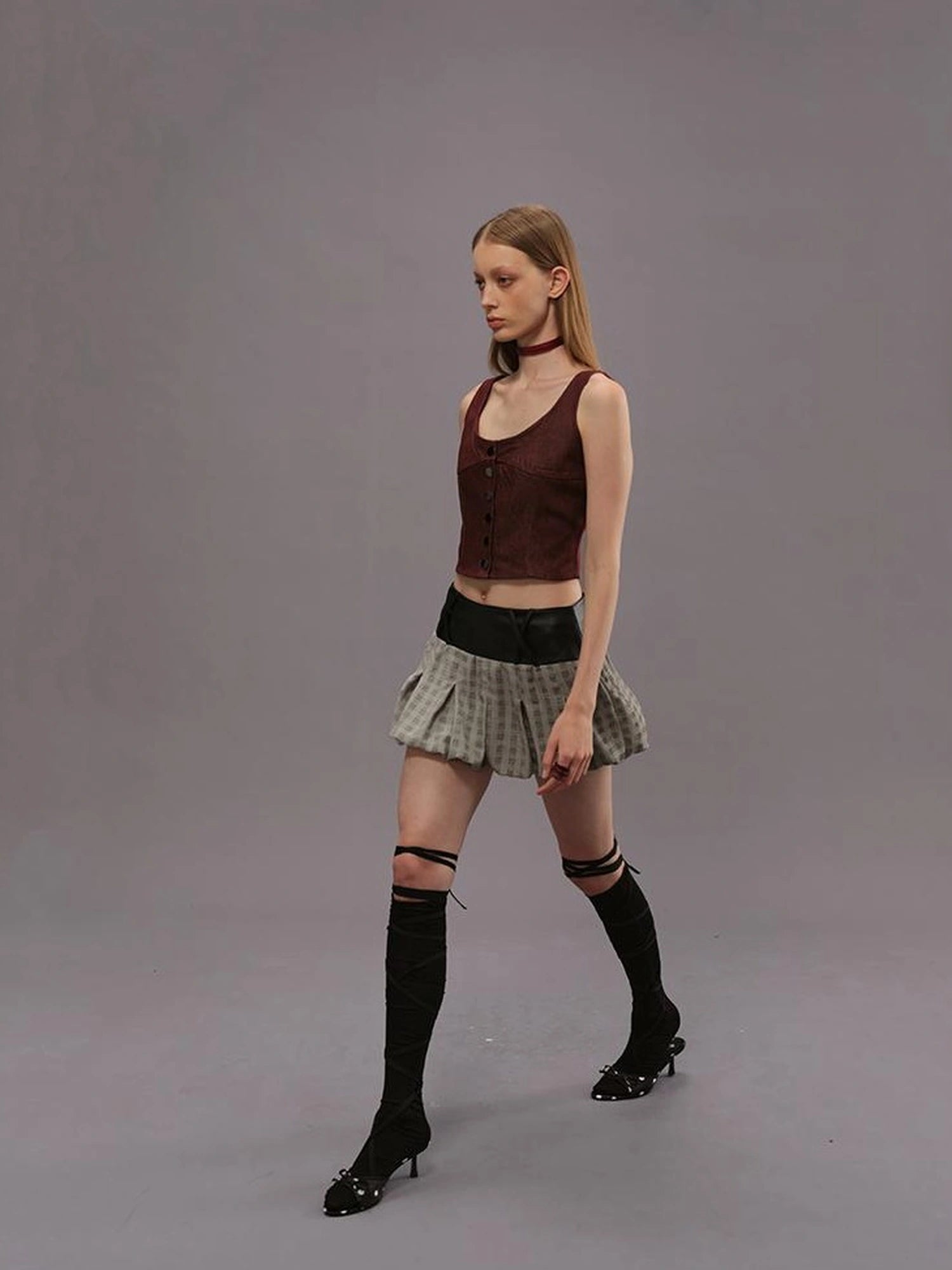 Outmode Asymmetric Panel Drop Waist Skirt