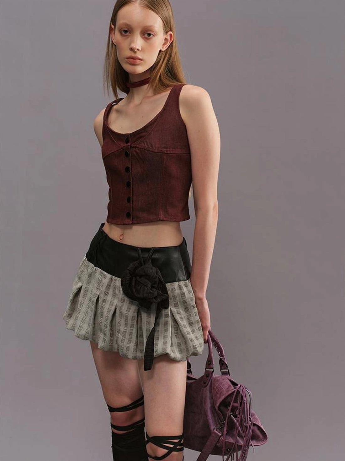 Outmode Asymmetric Panel Drop Waist Skirt