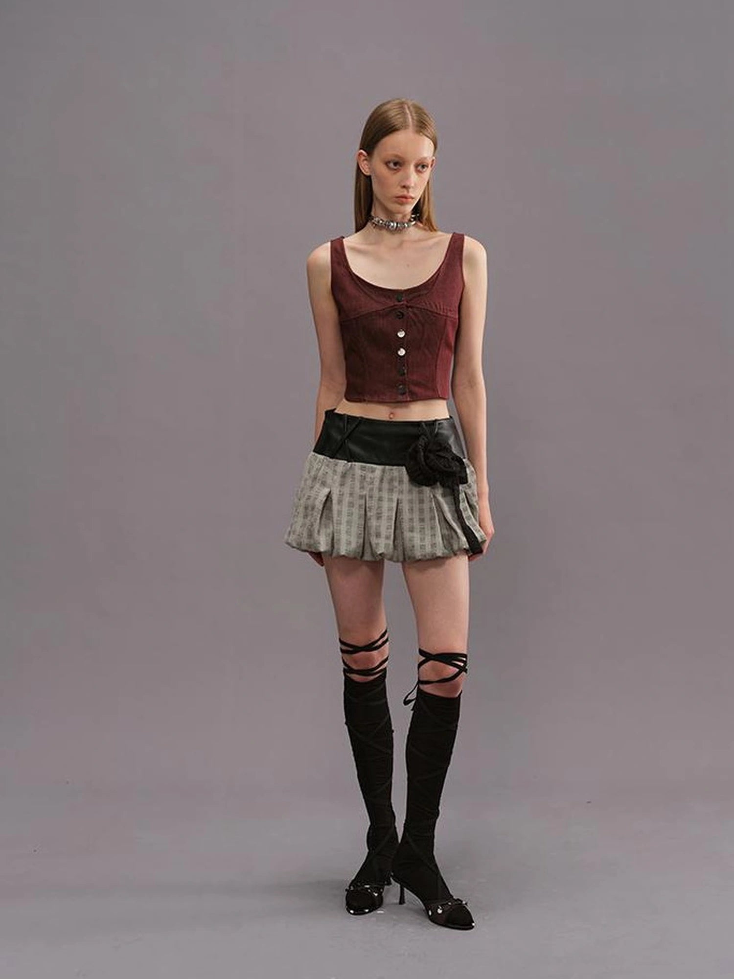 Outmode Asymmetric Panel Drop Waist Skirt