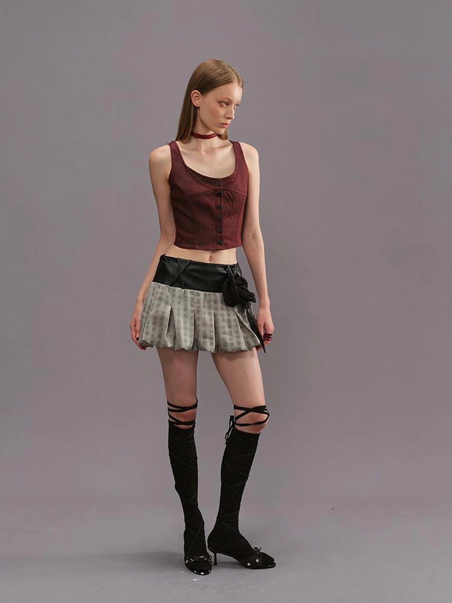 Outmode Asymmetric Panel Drop Waist Skirt